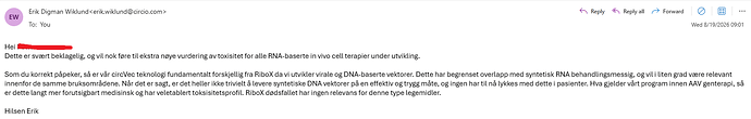 Wiklund respons RiboX syntetisk cRNA