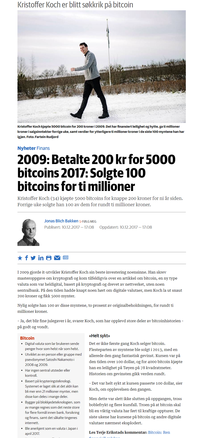 Kristoffer Koch er blitt søkkrik på bitcoin