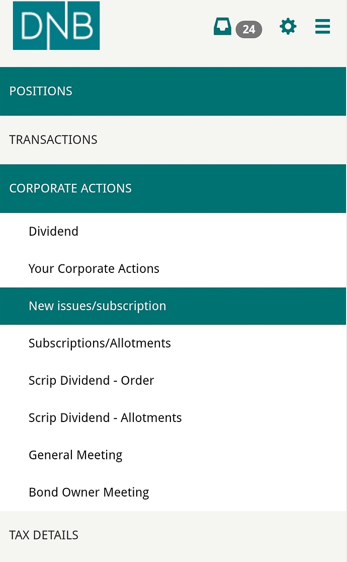 corporate action - new issue/subscription