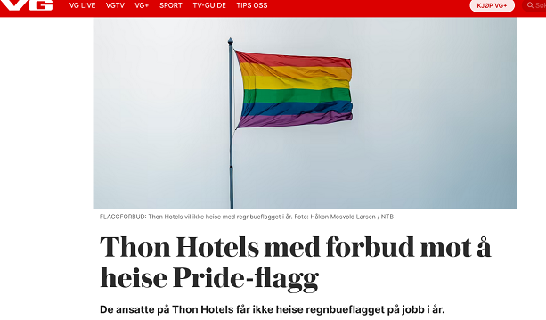 Screenshot 2023-06-07 at 11-02-00 Thon Hotels med forbud mot å heise Pride-flagg