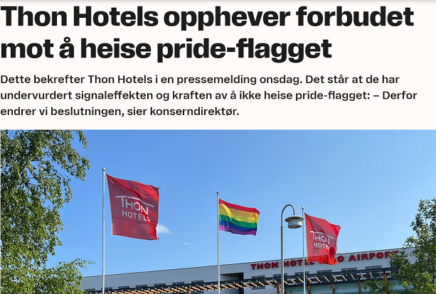 Screenshot 2023-06-07 at 11-01-38 Thon Hotels opphever forbudet mot å heise pride-flagget